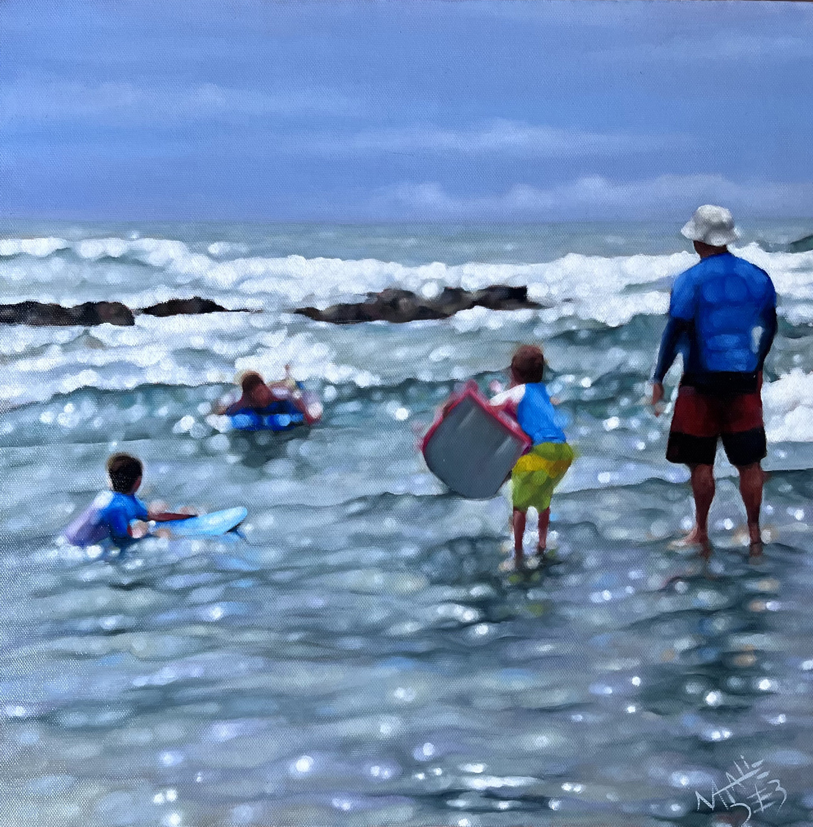 AVAILABLE. "Moments". 40x40cm FRAMED. Oil on stretched canvas- code: AV006